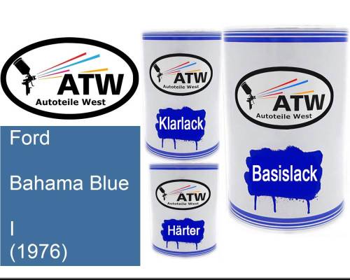 Ford, Bahama Blue, I (1976): 500ml Lackdose + 500ml Klarlack + 250ml Härter - Set, von ATW Autoteile West.